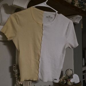 Hollister Must-Have Yellow and Cream Baby Tee